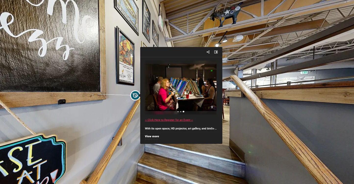 Lead generation tag inside a retail virtual tour